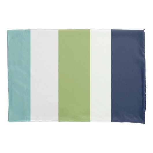 Neptunes, Seashell, Green and Navy Stripes Kussensloop (Voorkant)