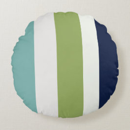 Neptunes, Seashell, Green and Navy Stripes Rond Kussen