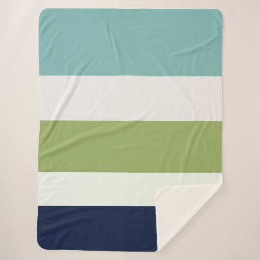 Neptunes, Seashell, Green and Navy Stripes Sherpa Deken (Voorkant)