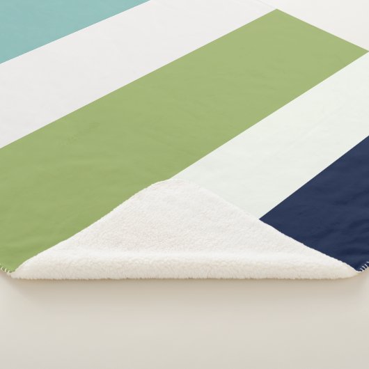 Neptunes, Seashell, Green and Navy Stripes Sherpa Deken (3/4)