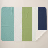 Neptunes, Seashell, Green and Navy Stripes Sherpa Deken (Voorkant (horizontaal))