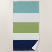 Neptunes, Seashell, Green and Navy Stripes Strandlaken (Voorkant)