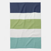 Neptunes, Seashell, Green and Navy Stripes Theedoek (Verticaal)