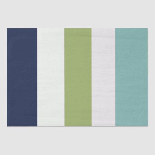 Neptunes, Seashell, Green and Navy Stripes Tissuepapier (Voorkant)