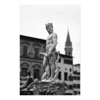 Neptune's standbeeld, Florence, Italië, grote afdr Foto Afdruk
