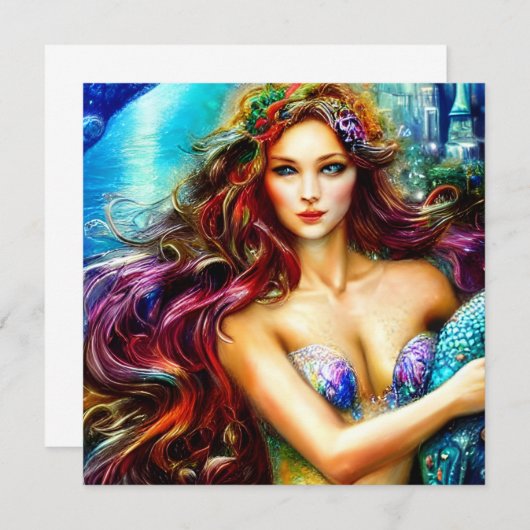 Neptunes Wenskaart met kunstdaughter Fantasy Art (Voorkant / Achterkant)