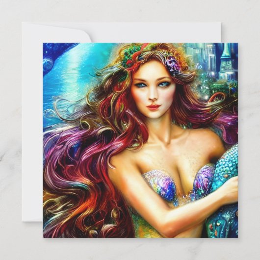 Neptunes Wenskaart met kunstdaughter Fantasy Art (Voorkant)