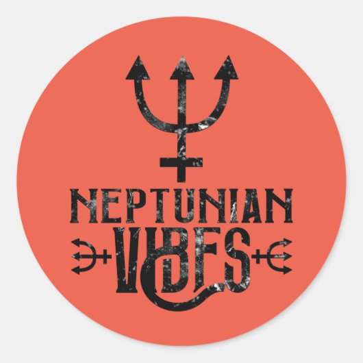 Neptunian Vibes Esoteric Astrology Zodiac Neptune Ronde Sticker (Voorkant)