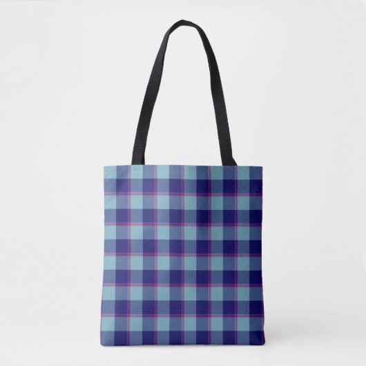 Neptunus en Golfblauw Plaid Tote Bag (Voorkant)