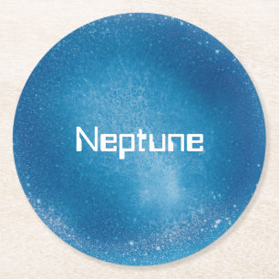 Neptunus planeet in het blauw ronde kartonnen onderzetter