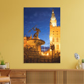 Neptunus-standbeeld in fontein canvas afdruk (Insitu (Woonkamer))
