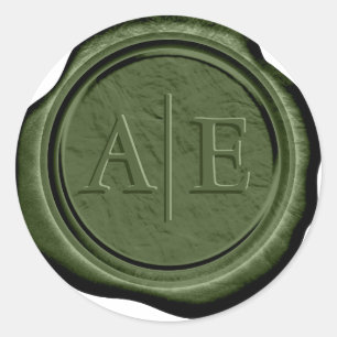 Nepwas Verzegelings Huwelijksinitiëlen Olijfgroen Ronde Sticker