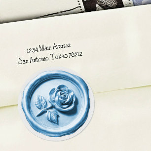 Nepwaszegel Blauwe Roos 2 Diepe Afdruk Ronde Sticker