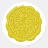 Nepwaszegel, citroengeel ronde sticker (Voorkant)