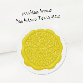 Nepwaszegel, citroengeel ronde sticker