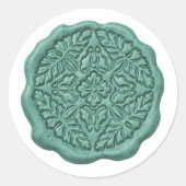 Nepwaszegel, donker aqua ronde sticker (Voorkant)