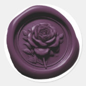 Nepwaszegel Paars 5 Roos Diepe Afdruk Ronde Sticker (Voorkant)