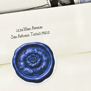 Nepwaszegel Pioen Blauw 2 Ronde Sticker
