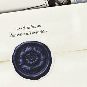 Nepwaszegel Pioen Navyblauw Ronde Sticker