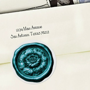 Nepwaszegel Pioen Teal Ronde Sticker