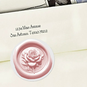 Nepwaszegel Roze Roos Diepe Afdruk Ronde Sticker