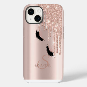 Nepwimpers Glitter Roze Goud Druppels iPhone 14 Hoesje