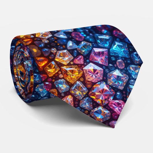 Nepzijden edelsteen diamant luxe stropdas (Opgerold)