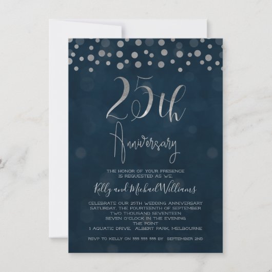 Nepzilveren uitnodiging 25-jarig huwelijksjubileum (Voorkant)