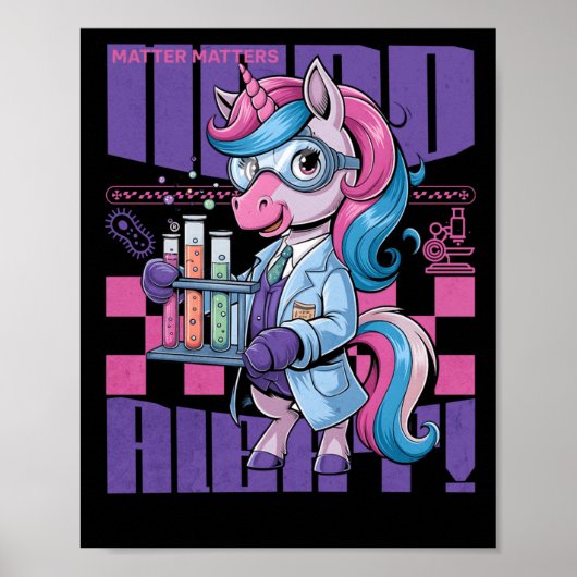Nerd Alert - S - Schattigee Unicorn Scientist Stic Poster (Voorkant)