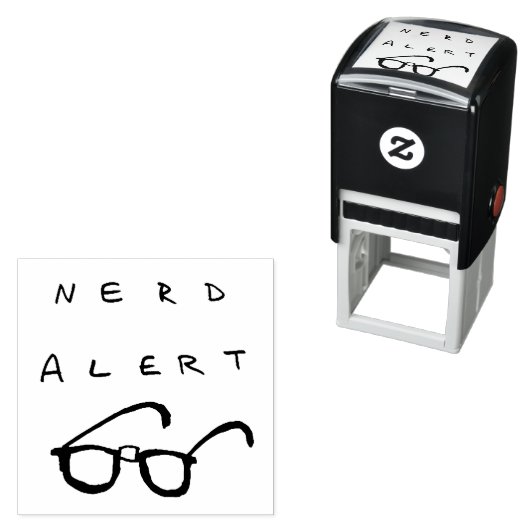 Nerd Alert zelf-inkt 1.5x1.5" rubberen stempel (In situ)