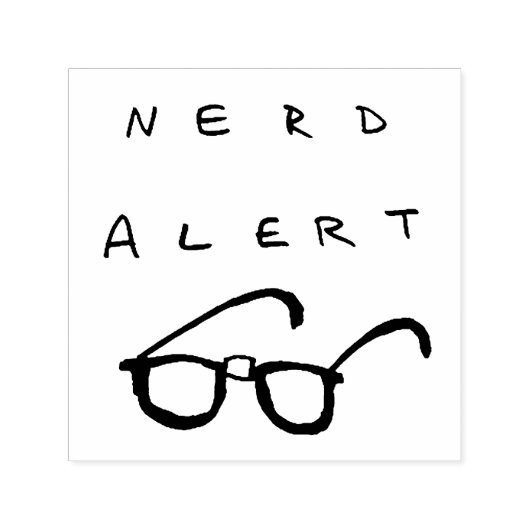 Nerd Alert zelf-inkt 1.5x1.5" rubberen stempel (Design)