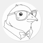 Nerd Bird Circle Stickers (Voorkant)