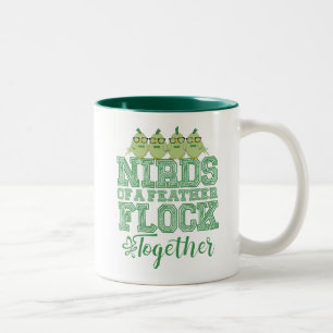 Nerd Bird Funny Vogels van dezelfde Veer Vliegen S Tweekleurige Koffiemok