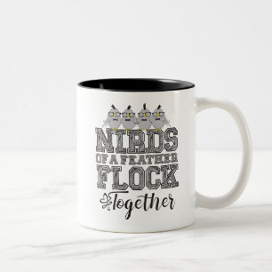 Nerd Bird Funny Vogels van dezelfde Veer Vliegen S Tweekleurige Koffiemok