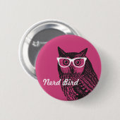 Nerd Bird  Graphic Owl Button (Voorkant /achterkant)