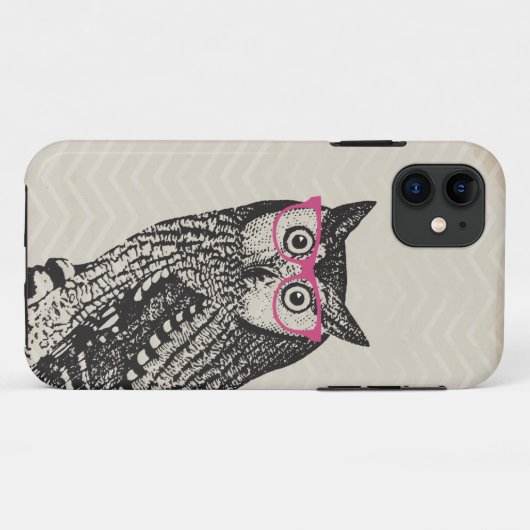 Nerd Bird Graphic Owl iPhone Case (Achterkant (horizontaal))