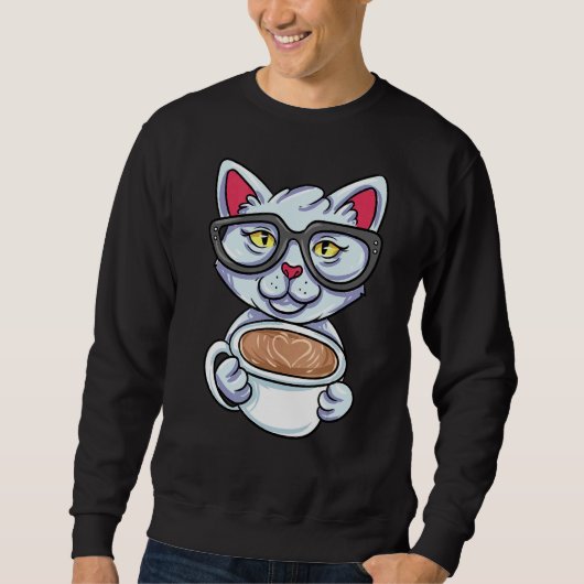 Nerd Cat Drink koffie Trui (Voorkant)