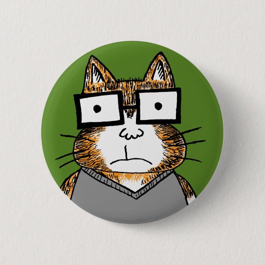 Nerd Cat Ronde Button 5,7 Cm (Voorkant)