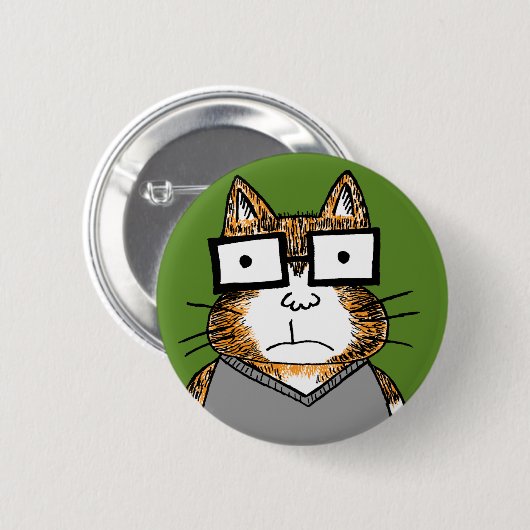 Nerd Cat Ronde Button 5,7 Cm (Voorkant /achterkant)