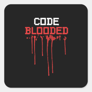 Nerd Code Blooded Halloween Kostuum Vierkante Sticker