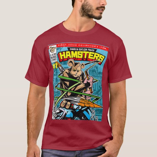 Nerd Comic Gift - Shaolin Nuclear Power Hamsters T-shirt (Voorkant)