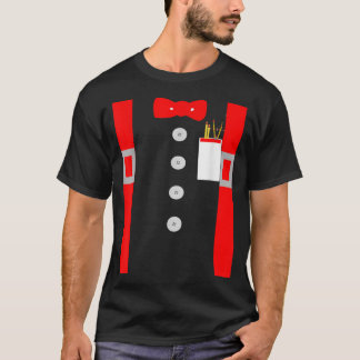 Nerd Costume Shirt Red Suspenders Pocket Protector