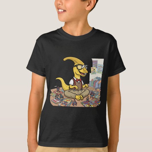 Nerd Dinosaur Comics Boek Superheld Actiefiguren T-shirt (Voorkant)