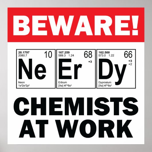 nerd-elementen-chemicus op het werkbord poster (Voorkant)