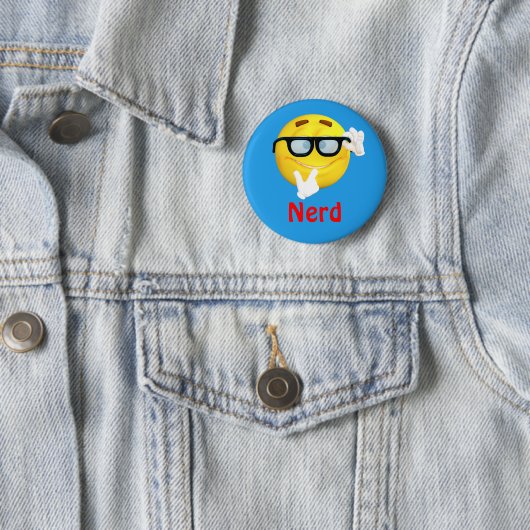 Nerd Emoji Emoticon Cartoon Face Ronde Button 5,7 Cm (In situ)