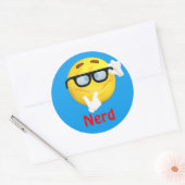 Nerd Emoji Emoticon Cartoon Gezicht Ronde Sticker (Envelop)