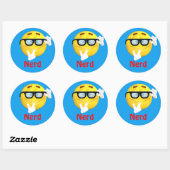 Nerd Emoji Emoticon Cartoon Gezicht Ronde Sticker (Vel)