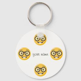 Nerd Emoji Face en '' Jouw naam here " Sleutelhanger