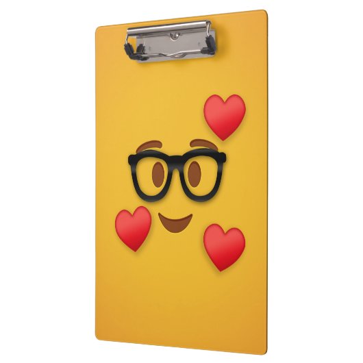 Nerd emoji met hart klembord (Links)