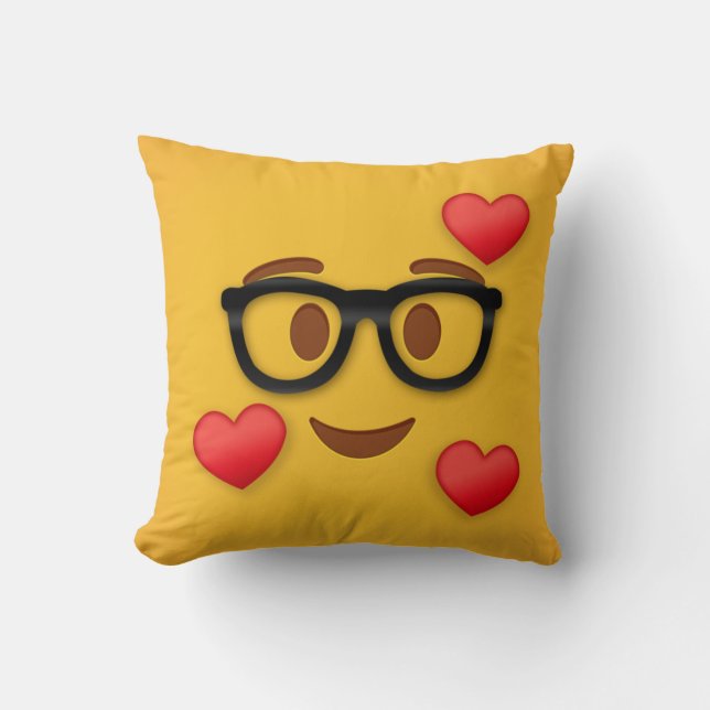 Nerd emoji met hartronde kussen (Voorkant)